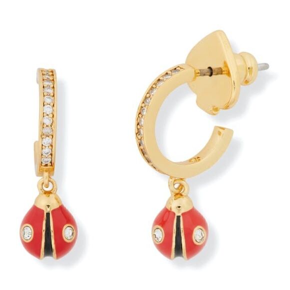 NWT Kate Spade Nature Walk Ladybug Huggies Earrings K1 - Picture 1 of 6
